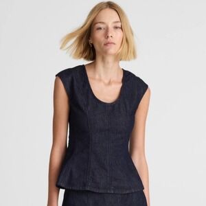 Madewell Denim Seamed Scoopneck Top Women 4 Rinse Wash NX917 Sleeveless Peplum